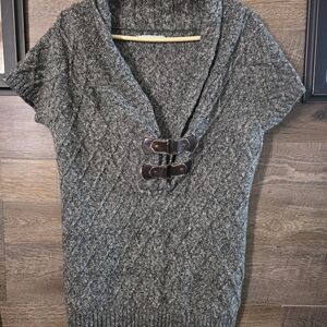 Maurices Charcoal Cowl Neck Sweater with Buckle Accents